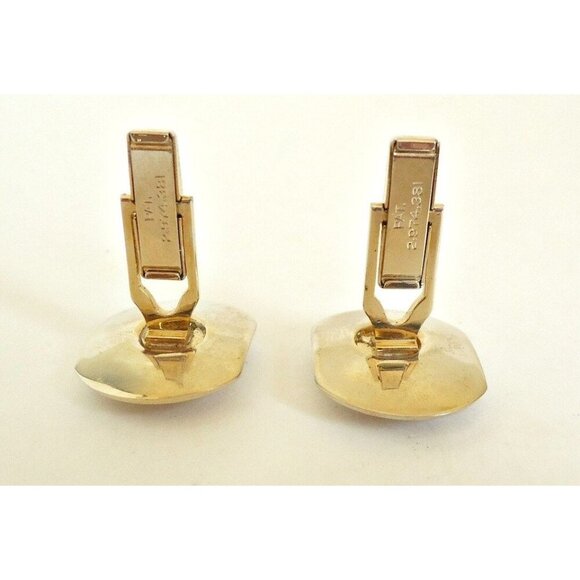 Vintage  Cuff Links Mid Century Alaskan Diamond Hermatite Goldtone 1950's - Picture 4 of 5